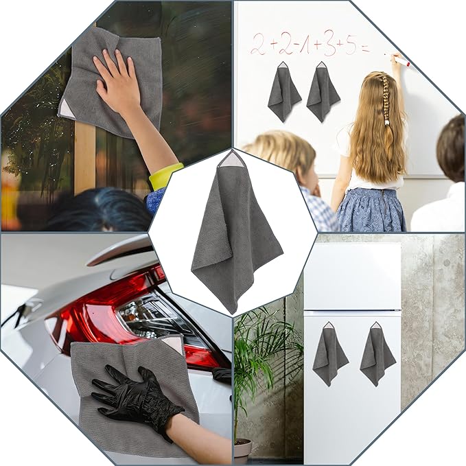 Microfiber Cleaning Cloth Grey - 12 Pcs (12.5"x12.5") - High Performance - 1200 Washes, Ultra Absorbent Microfiber Towel Weave Grime & Liquid for Streak-Free Mirror Shine - Car Washing Cloth