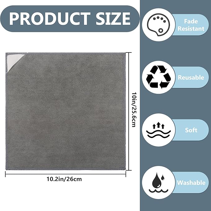 Microfiber Cleaning Cloth Grey - 12 Pcs (12.5"x12.5") - High Performance - 1200 Washes, Ultra Absorbent Microfiber Towel Weave Grime & Liquid for Streak-Free Mirror Shine - Car Washing Cloth
