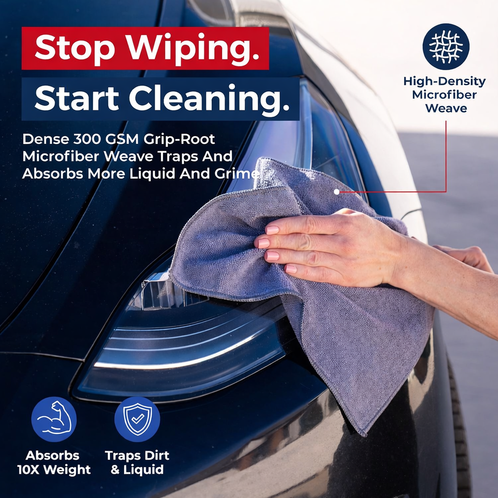 Microfiber Cleaning Cloth Grey - 12 Pcs (12.5"x12.5") - High Performance - 1200 Washes, Ultra Absorbent Microfiber Towel Weave Grime & Liquid for Streak-Free Mirror Shine - Car Washing Cloth